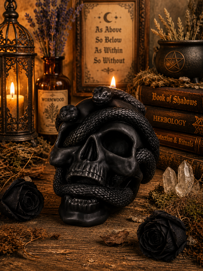 Beeswax Candle - Snake Skull