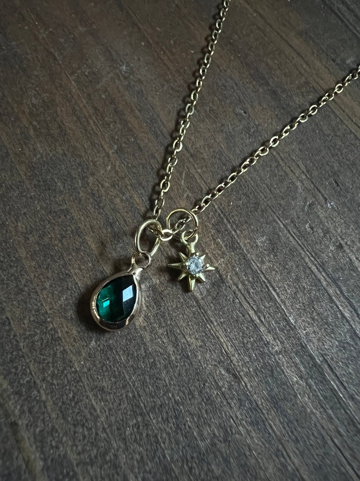 Bare Bones Jewelry - Green Drop Star Necklace