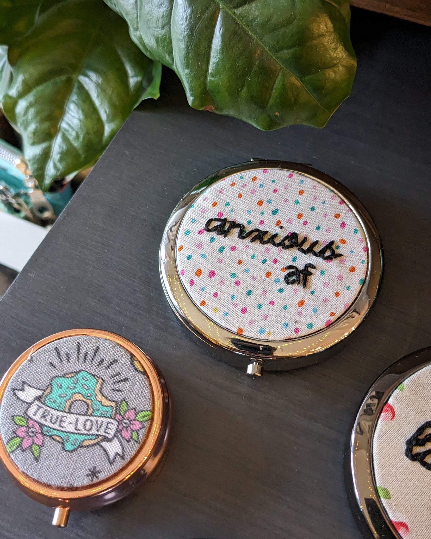 Hand Embroidered Pillbox - Large