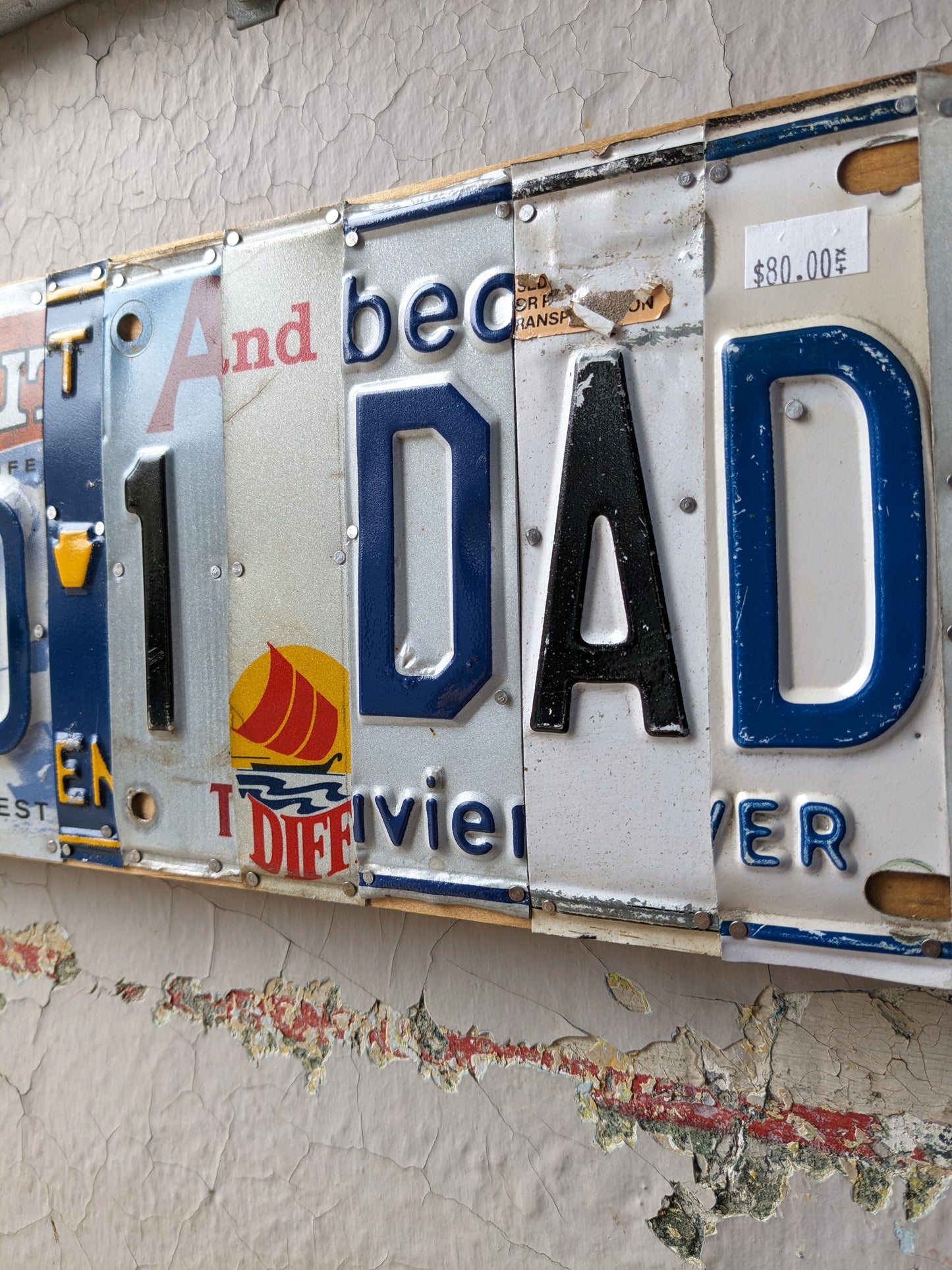 Upcycled License Plate Art - NO. 1 DAD