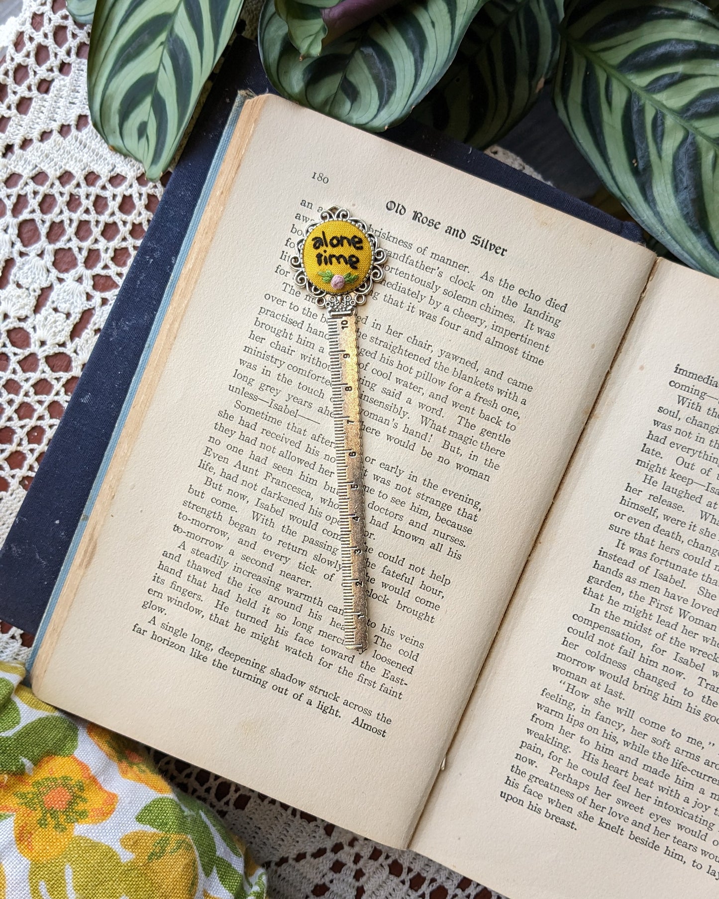 Hand Embroidered Bookmark Ruler Style