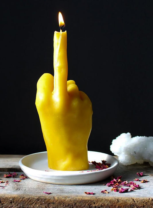 Middle Finger Beeswax Candle