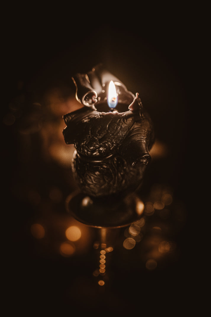 Black Heart Beeswax Candle