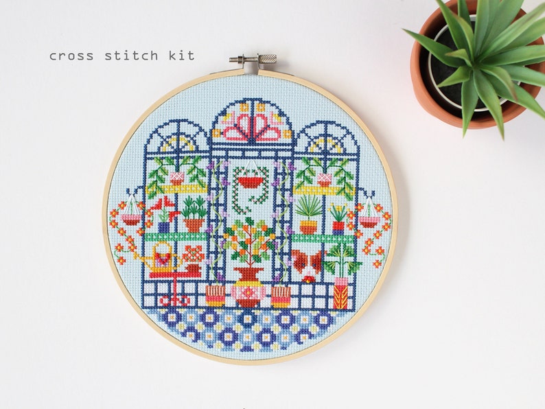 Glorias Greenhouse Cross Stitch Kit