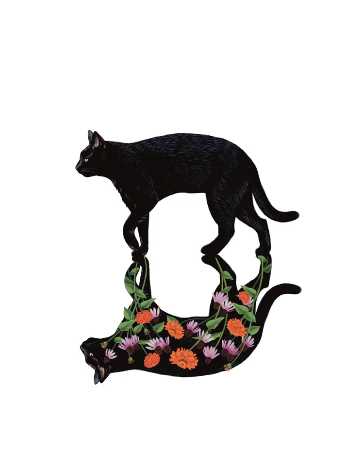 Liz Emirzian Art - Black Cat Flower Shadow