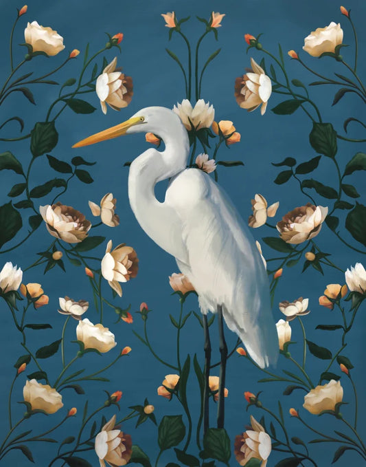 Liz Emirzian Art - Egret with Florals