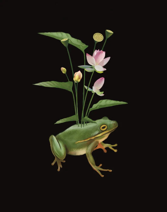 Liz Emirzian Art - Frog with Flowers