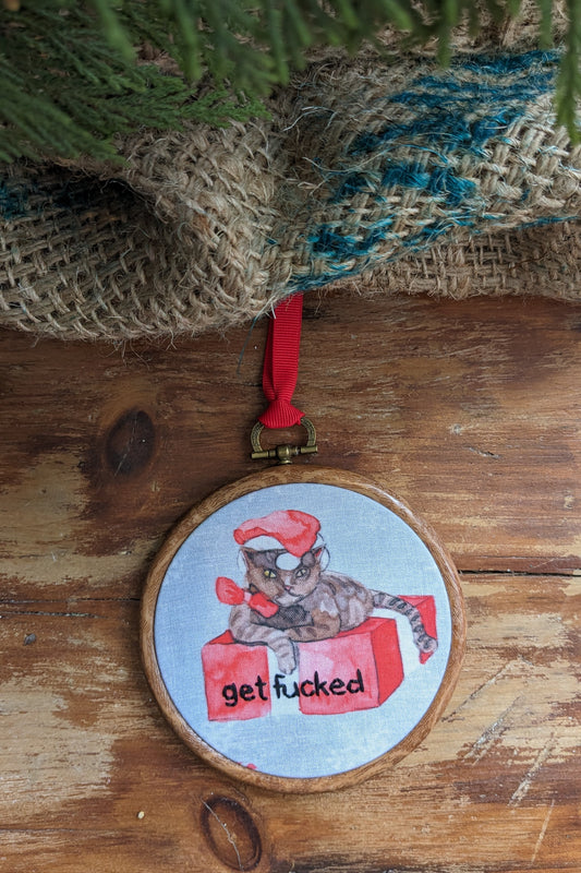 Grumpy Cat Embroidered Hoop