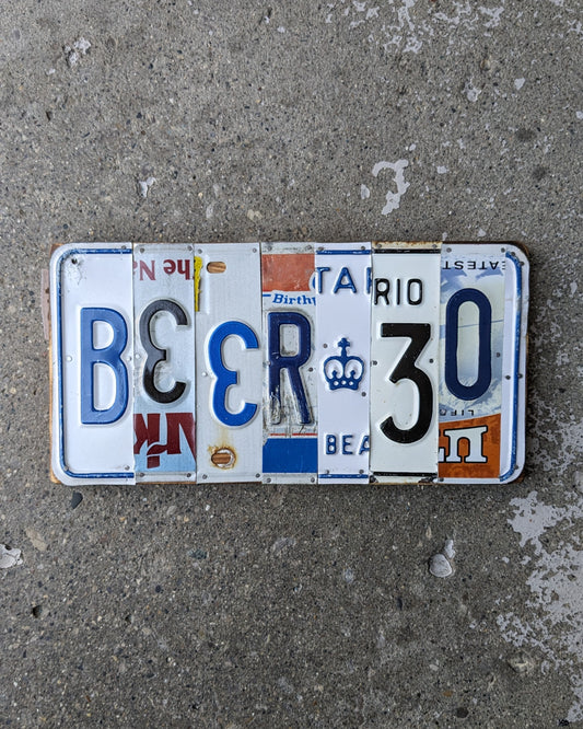 Upcycled License Plate Art - BEER30