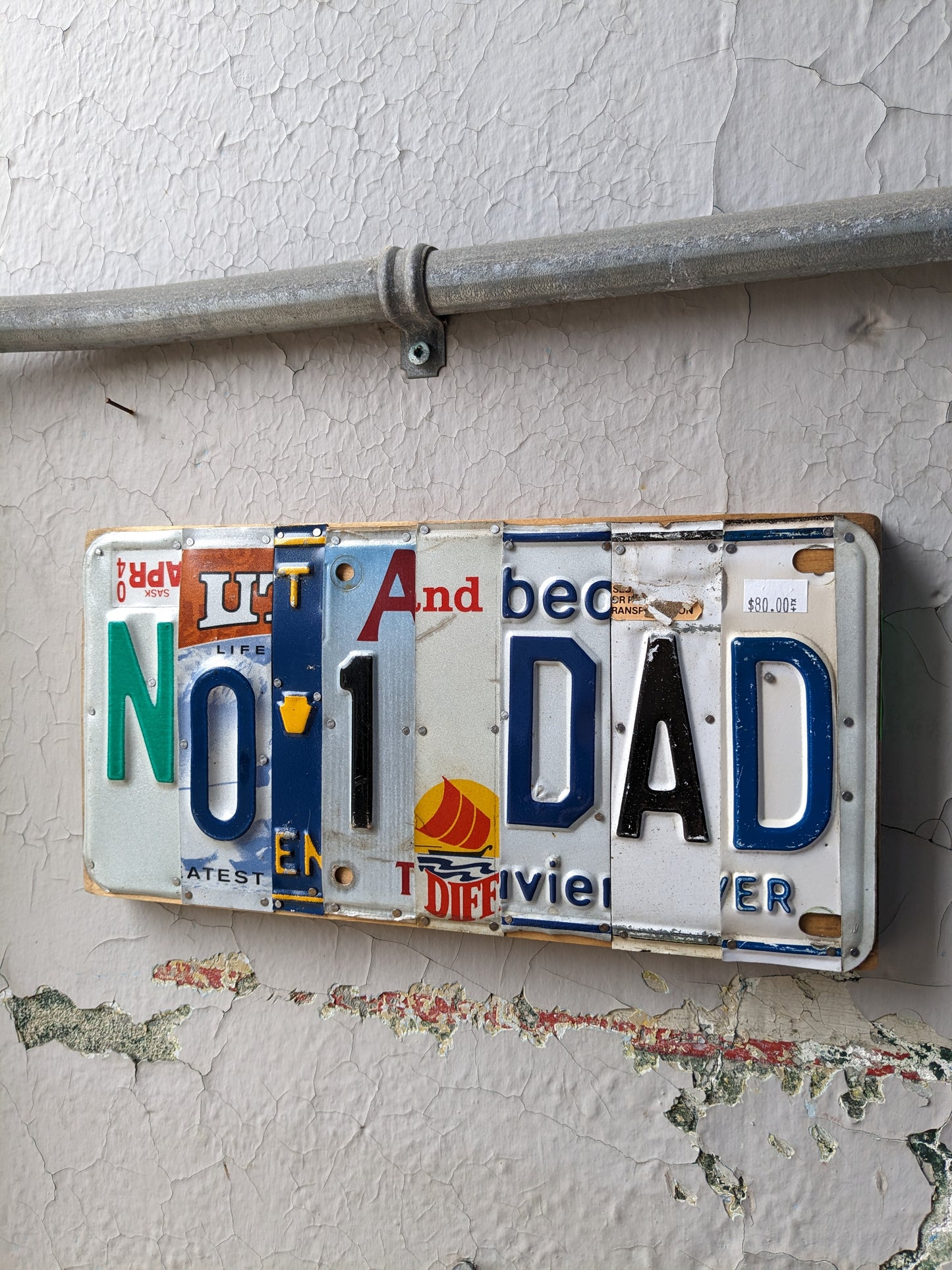 Upcycled License Plate Art - NO. 1 DAD