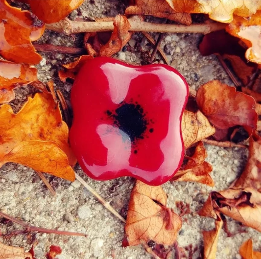 Fused Glass Poppy Pin