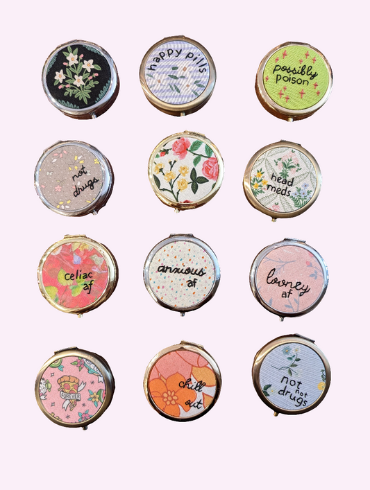Hand Embroidered Pillbox - Large