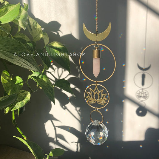 Lotus Rose Quartz Suncatcher