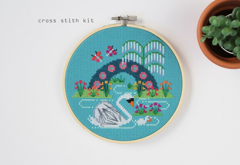 Springtime Swans Cross Stitch Kit