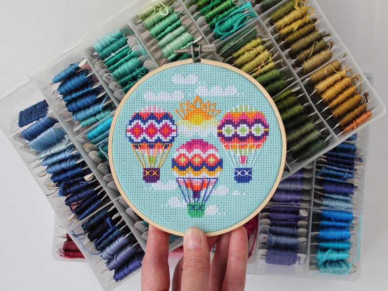 Hot Air Balloon Cross Stitch Kit