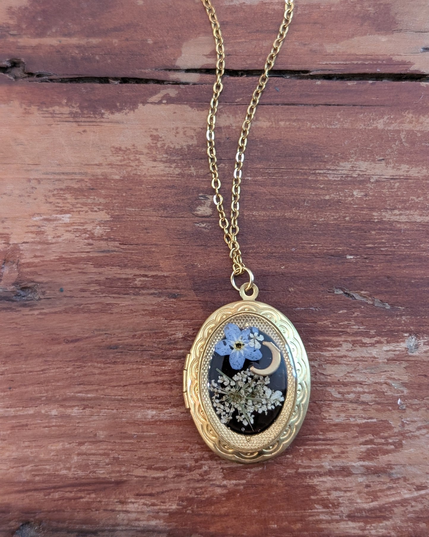 Bare Bones Jewelry - Floral Moon Locket