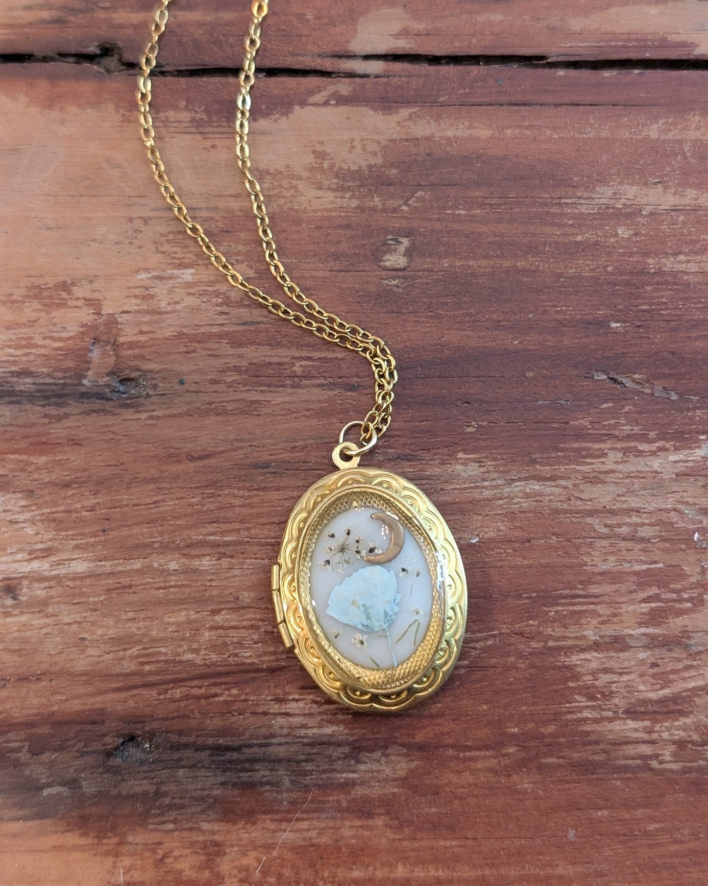Bare Bones Jewelry - Floral Moon Locket