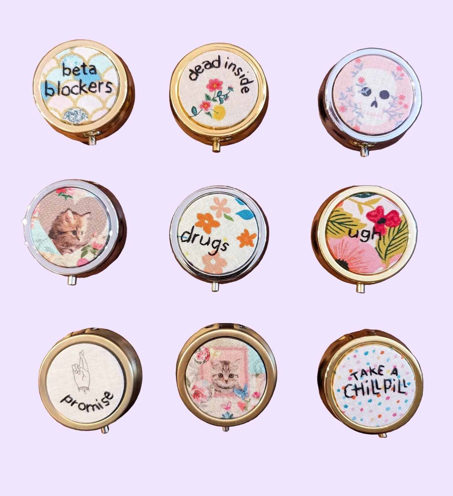 Hand Embroidered Pillbox - Small