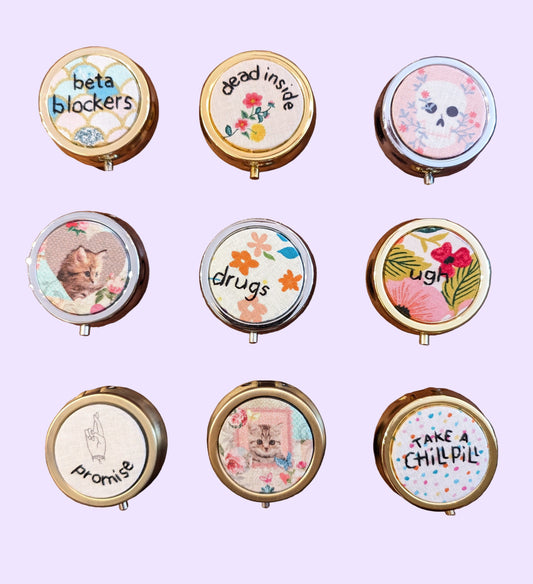 Hand Embroidered Pillbox - Small