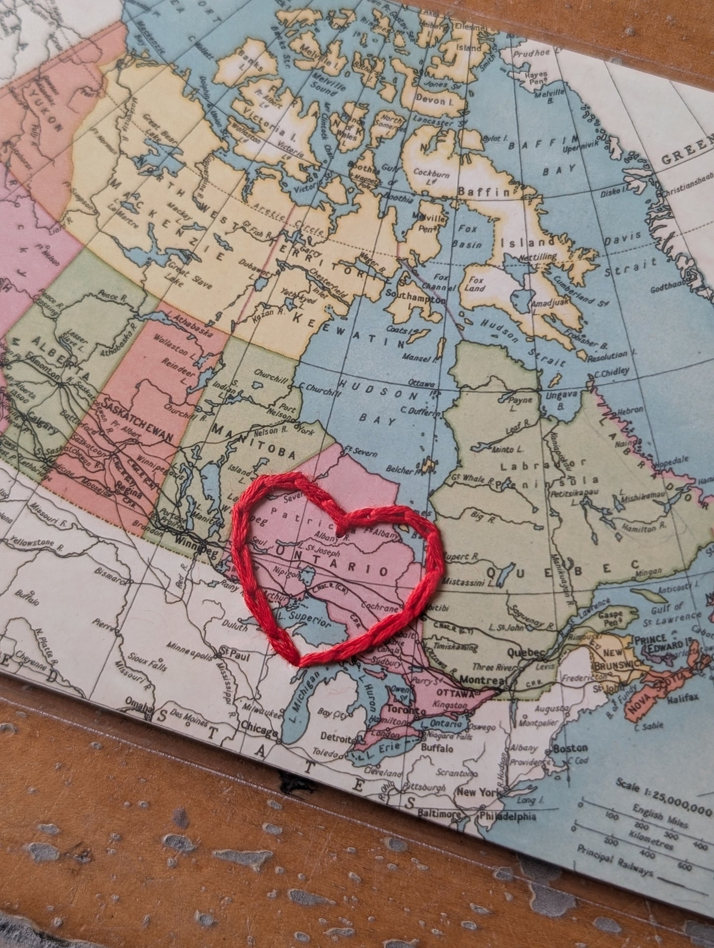 Embroidered Heart Maps by Sadie & June