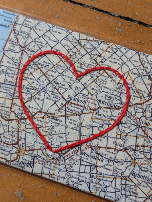 Embroidered Heart Maps by Sadie & June