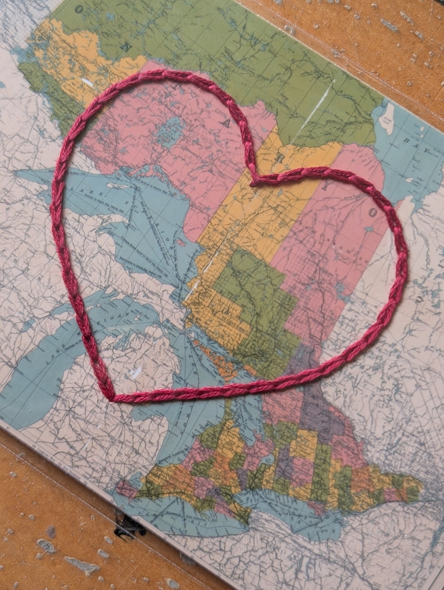 Embroidered Heart Maps by Sadie & June