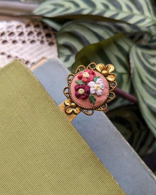 Hand Embroidered Bookmark Clip Style