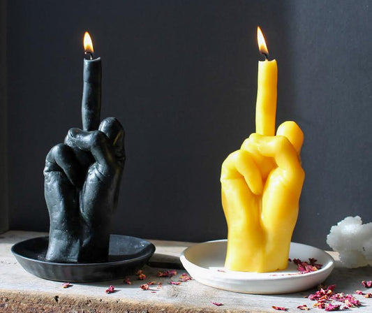 Middle Finger Beeswax Candle