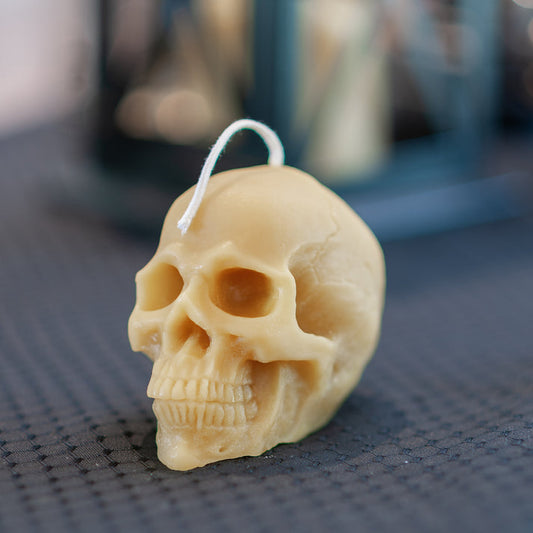Beeswax Skull Candle