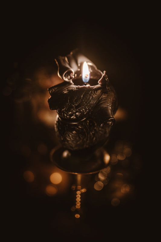 Black Heart Beeswax Candle