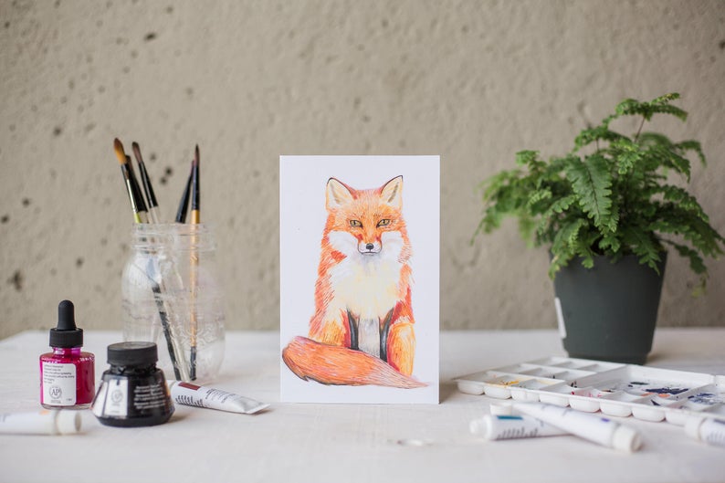 Fox Art Card - Blank