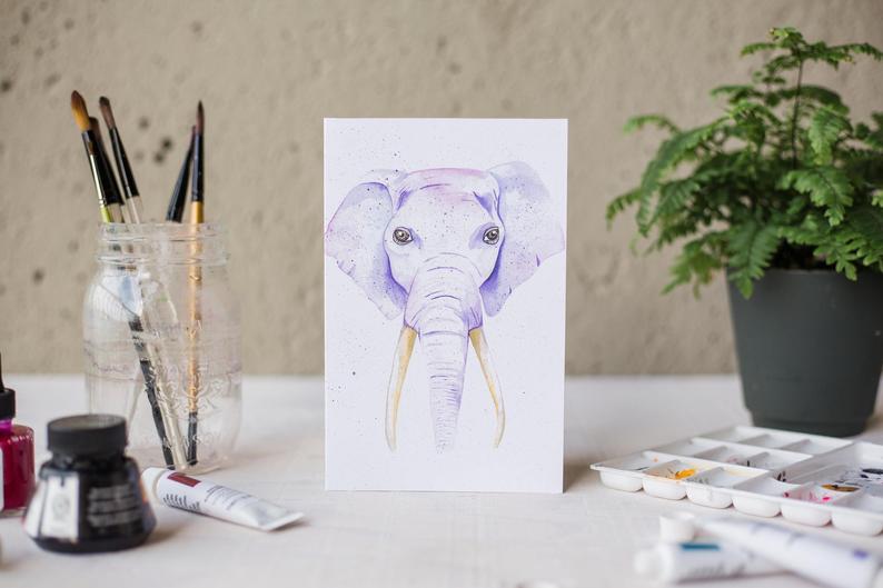 Elephant Art Card - Blank