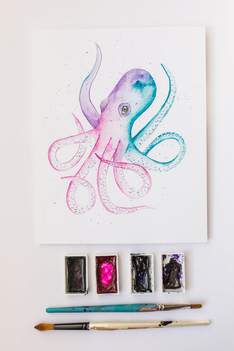 Octopus Art Print 8" x 10"